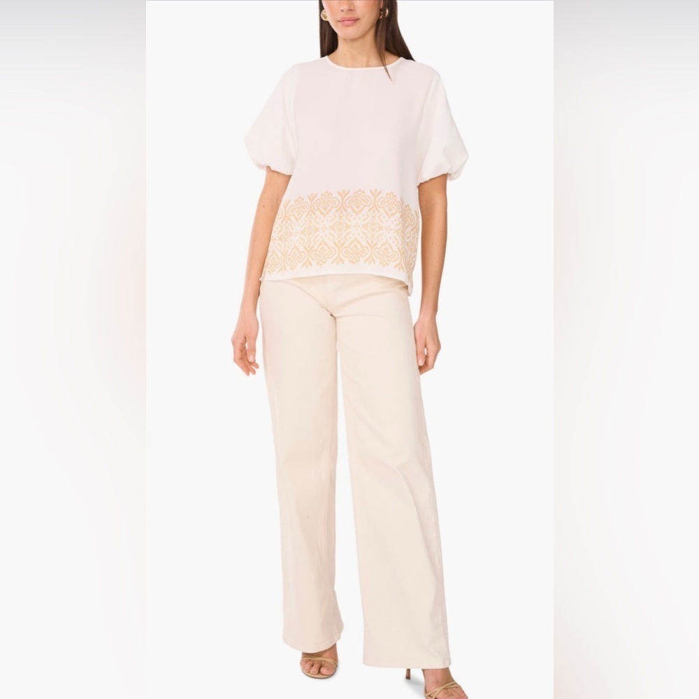 Vince Camuto Embroidered Puff
Sleeve Top - Picture 3 of 4